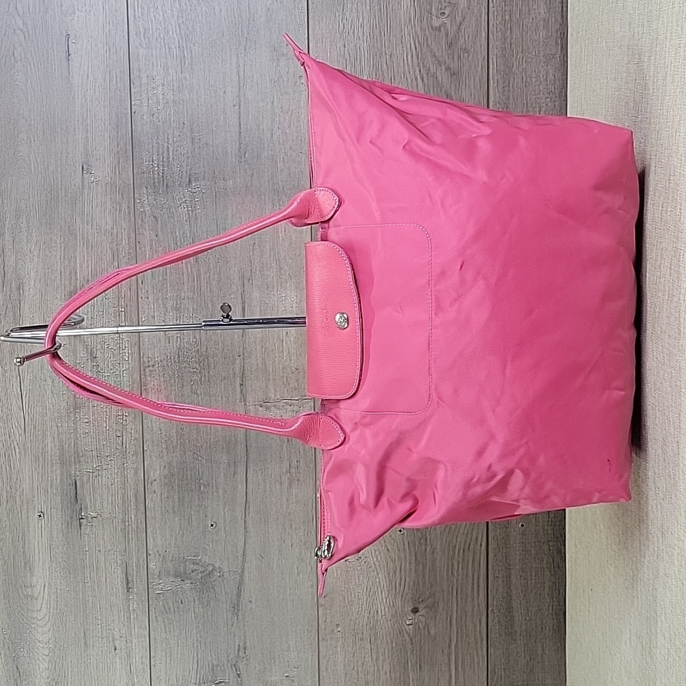 Large Longchamp Lepliage Pink Nylon/Leather Tote Shoulder Bag